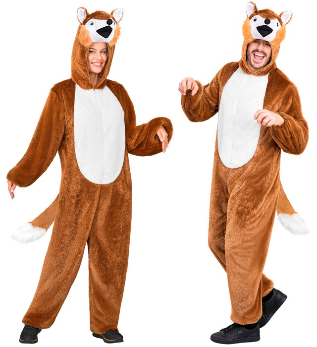 Weiches Fuchs Plüschkostüm mit Kapuze für Fasnacht