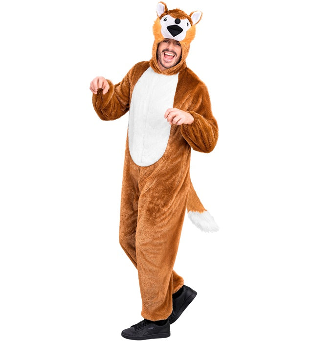 Weiches Fuchs Plüschkostüm mit Kapuze für Fasnacht