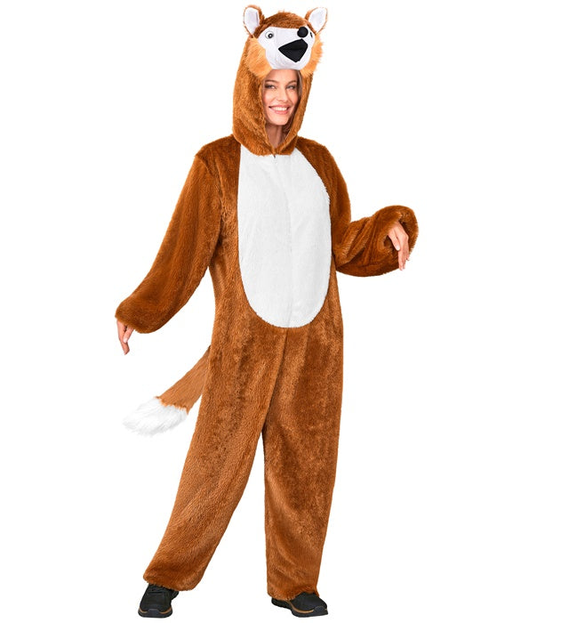 Weiches Fuchs Plüschkostüm mit Kapuze für Fasnacht