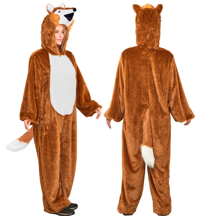 Weiches Fuchs Plüschkostüm mit Kapuze für Fasnacht