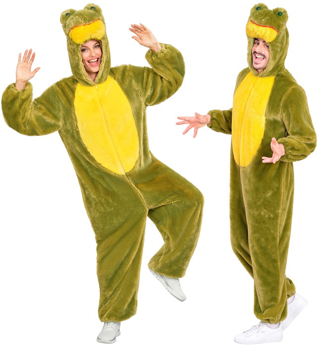 Extra weiches Frosch Plüschkostüm mit Kapuze für Fasnacht und Karneval