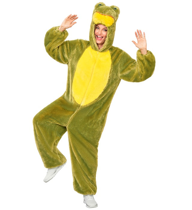 Extra weiches Frosch Plüschkostüm mit Kapuze für Fasnacht und Karneval