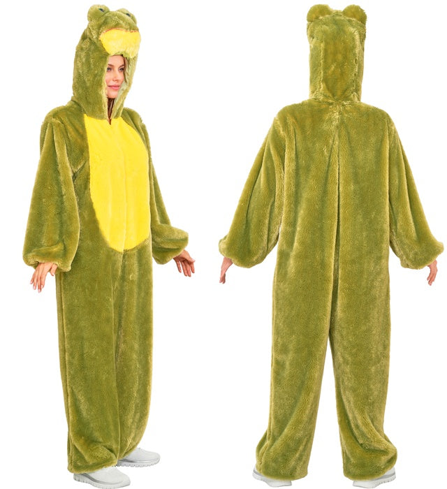 Extra weiches Frosch Plüschkostüm mit Kapuze für Fasnacht und Karneval