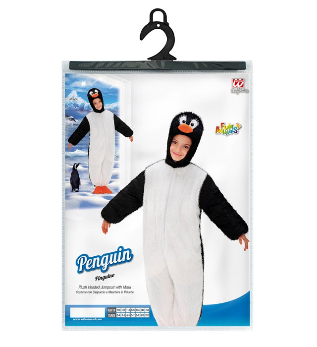 Lustiger Pinguin-Overall mit Kapuze und Maske als Fasnachtskostüm