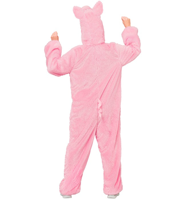 Schwein Plüschkostüm aus weichem Material mit Kapuze für Fasnacht
