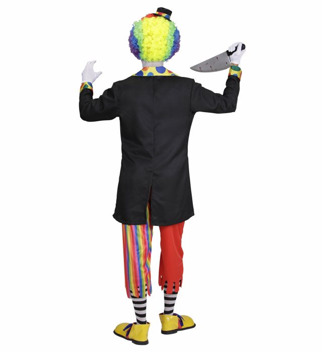 Horror Clown Kostüm-Set mit Jacke, Hemd, Hose, Socken und Hut für Fasnacht