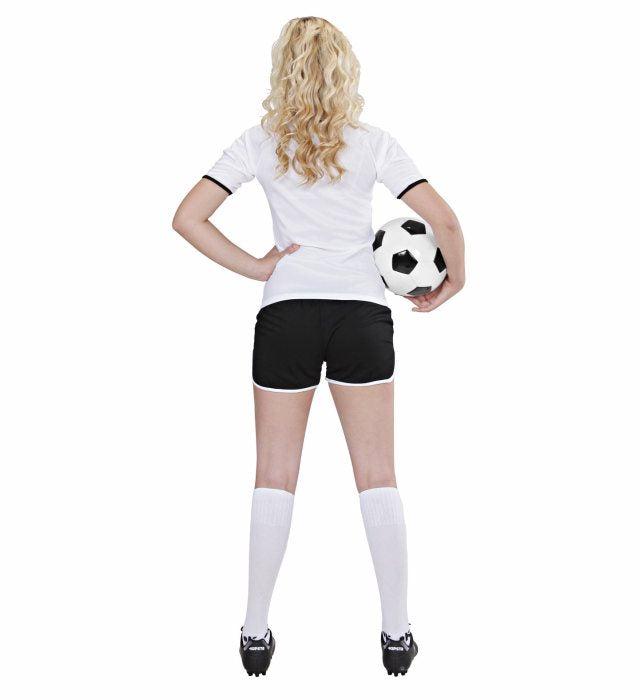 Fussballspielerin Deutschland Kostüm mit T-Shirt und Shorts in Schwarz, Rot und Gold