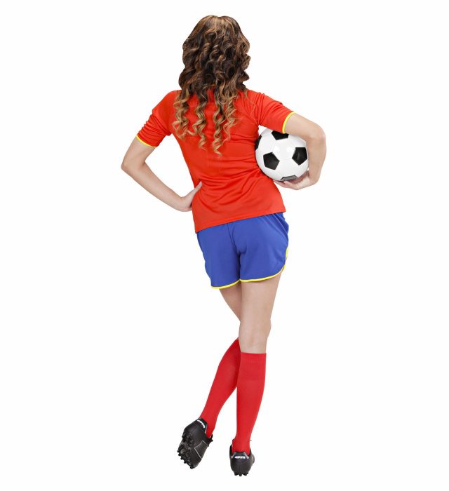Fussballspielerin Spanien Kostüm bestehend aus T-Shirt und Shorts in den Landesfarben Spanien