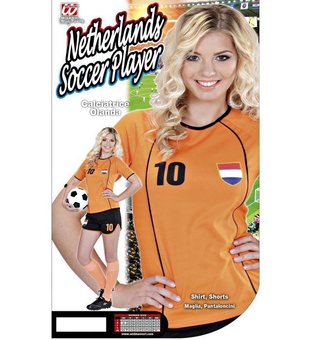 Fußballspielerin Holland Kostüm mit Orange T-Shirt und Shorts für Fasnacht