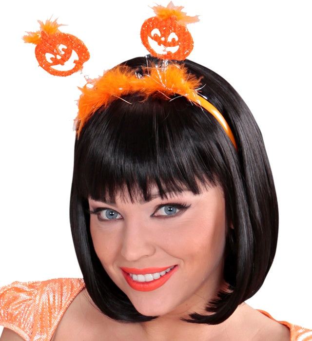 Kürbis-Haarreif mit orangefarbenem Kürbismotiv als Halloween-Kostümzubehör