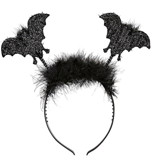 Fledermaushaarreif mit schwarzen Fledermaus-Ohren für Fasnacht und Halloween