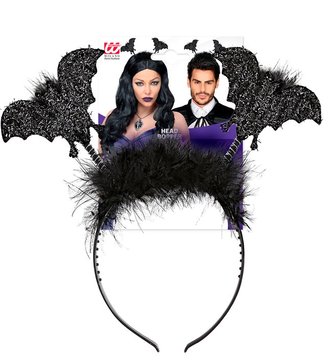 Fledermaushaarreif mit schwarzen Fledermaus-Ohren für Fasnacht und Halloween