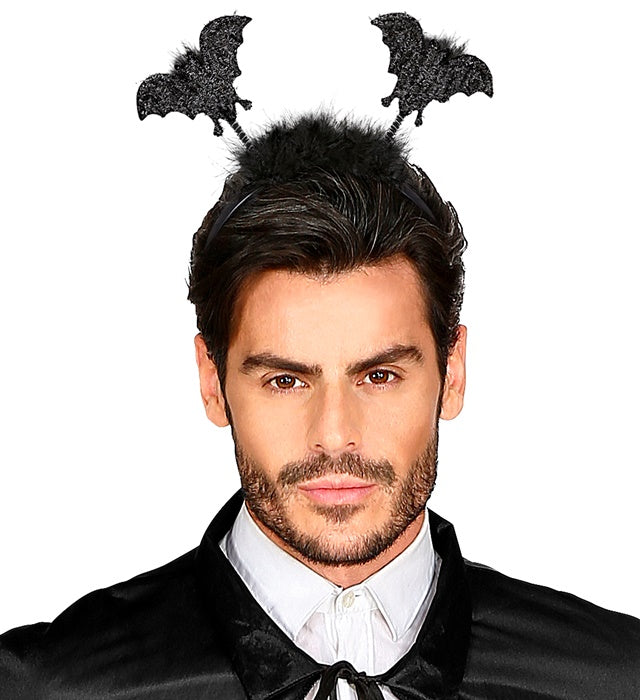 Fledermaushaarreif mit schwarzen Fledermaus-Ohren für Fasnacht und Halloween