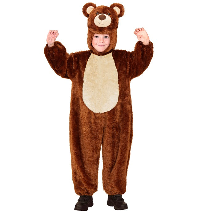Bär Plüschkostüm mit Kapuze und Maske auf Fasnacht getragen