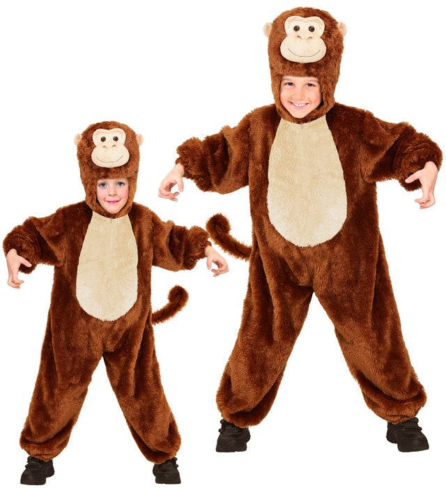 Affe Plüschkostüm Overall mit Kapuze für Fasnacht und Karneval