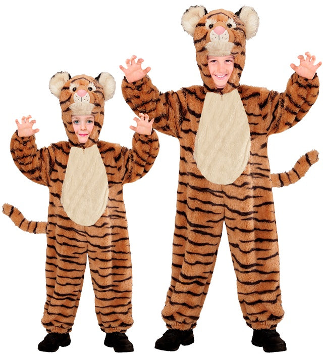 Tiger Plüschkostüm mit Kapuze und Maske für Fasnacht und Karneval