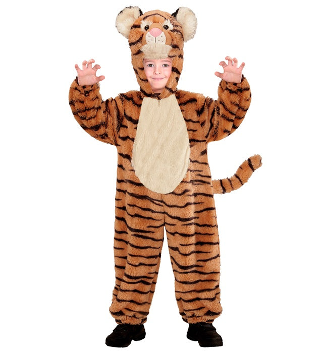 Tiger Plüschkostüm mit Kapuze und Maske für Fasnacht und Karneval