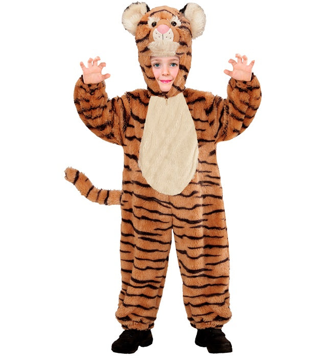 Tiger Plüschkostüm mit Kapuze und Maske für Fasnacht und Karneval