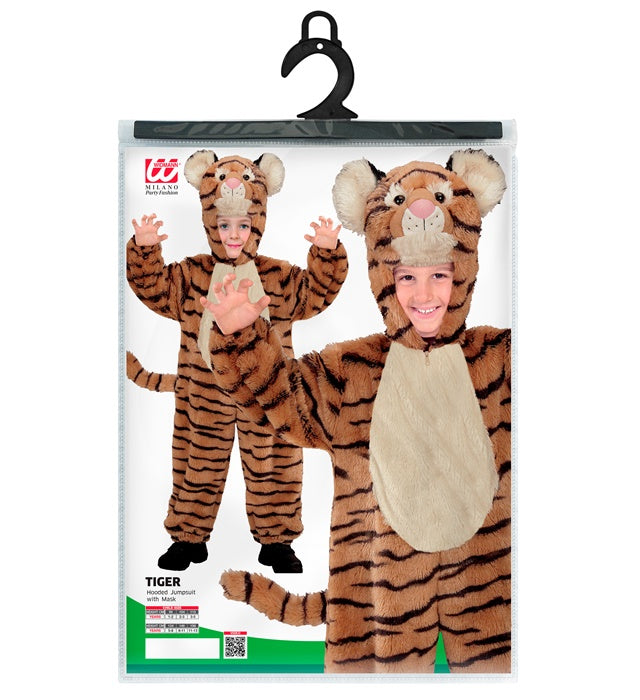 Tiger Plüschkostüm mit Kapuze und Maske für Fasnacht und Karneval