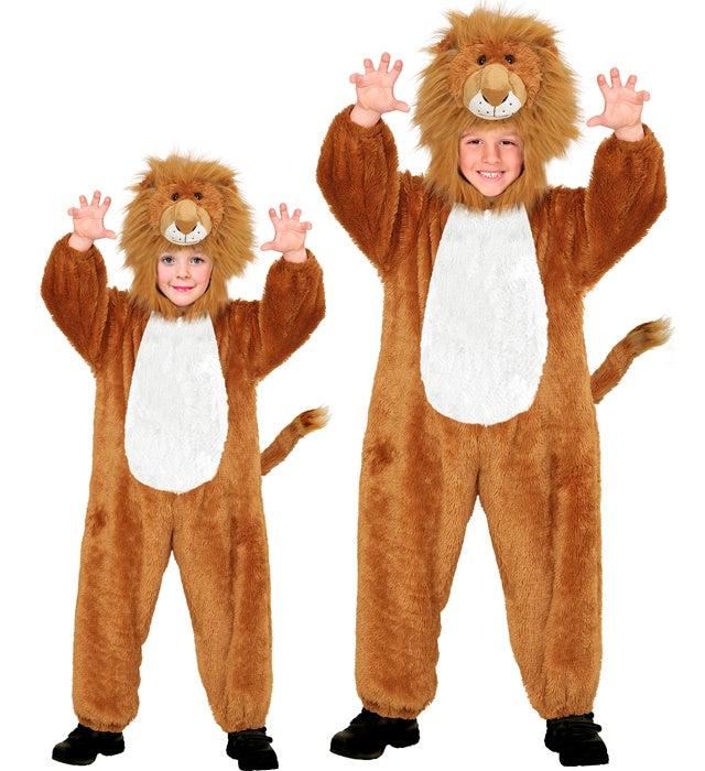 Weiches Löwen-Plüschkostüm mit Kapuze und Maske für Fasnacht und Karneval