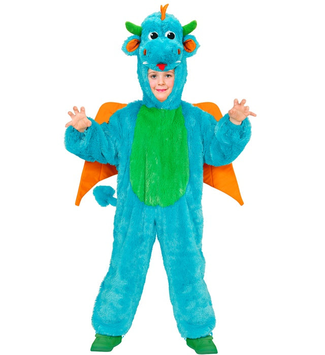 Weiches Drachenkostüm mit Kapuze und Maske für Fasnacht