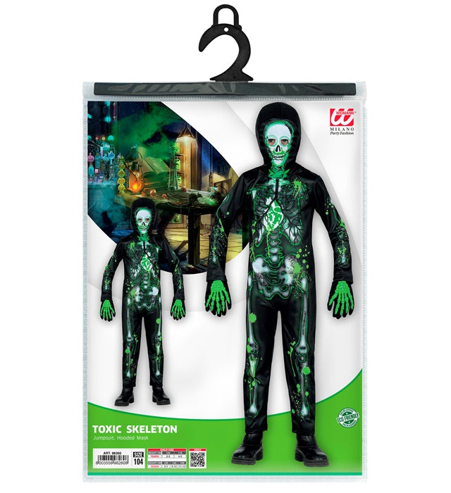 Verseuchtes Skelett Kostüm mit Kapuzenmaske für Halloween und Fasnacht
