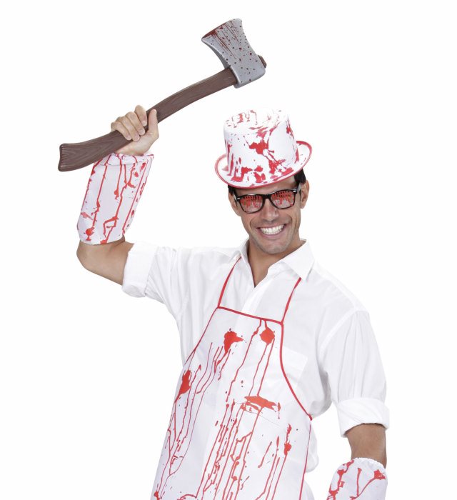 Blutverschmierte Axt 60 cm als Halloween Kostümzubehör