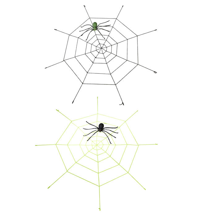 Riesiges Spinnennetz aus Chenille mit farbwechselnder leuchtender Spinne in 2 Farben