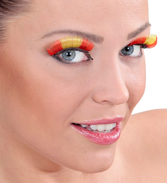 Spanische falsche Wimpern mit Kleber in Glasflasche für Fasnacht und Karneval
