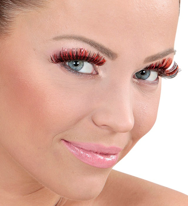Bunte künstliche Wimpern in vier Farben mit Klebestoff in Glasflasche in Box