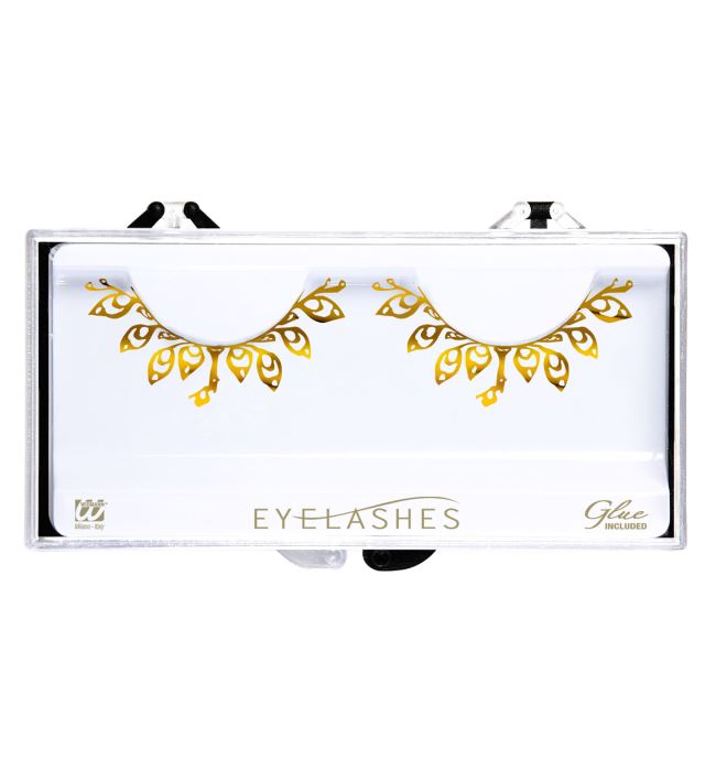Fashion Tattoo Wimpern Gold mit Klebstoff in Glasflasche für Fasnacht und Mottoparty