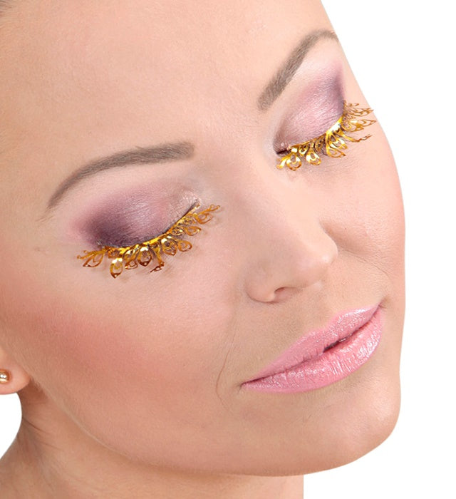Fashion Tattoo Wimpern Gold mit Klebstoff in Glasflasche für Fasnacht und Mottoparty