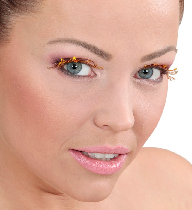 Fashion Tattoo Wimpern Gold mit Klebstoff in Glasflasche für Fasnacht und Mottoparty