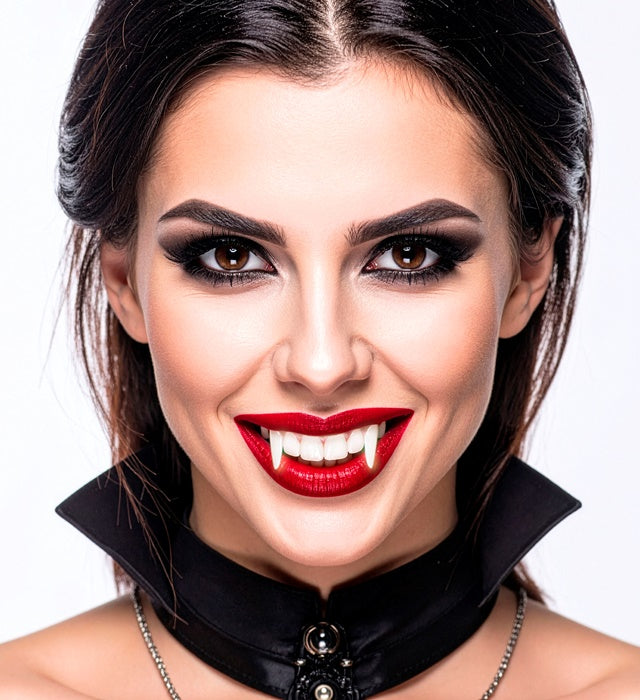 Leuchtende Vampirzähne im Dunkeln für Halloween und Fasnacht