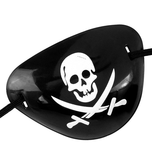 Schwarze Piraten Augenklappe mit elastischem Band