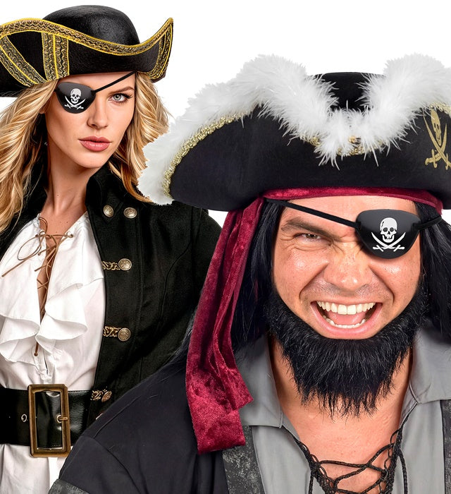 Schwarze Piraten Augenklappe mit elastischem Band