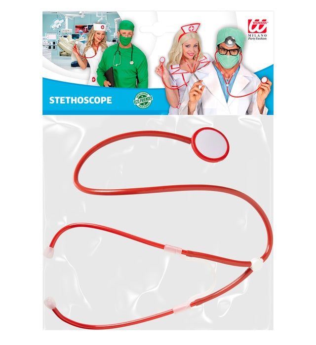 Rotes Stethoskop als Kostümzubehör für Fasnacht und Karneval