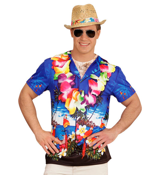 Hawaiianer T-Shirt mit buntem tropischem Fotosublimationsdruck