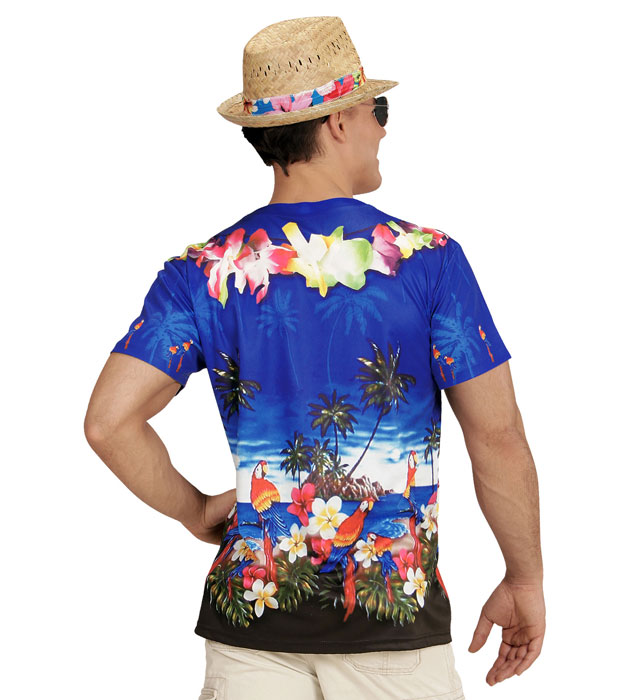 Hawaiianer T-Shirt mit buntem tropischem Fotosublimationsdruck