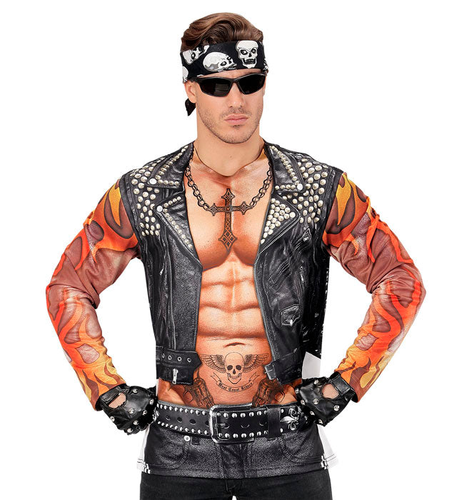 Rocker-Biker T-Shirt mit detailreichem Fotosublimationsdruck für Fasnacht