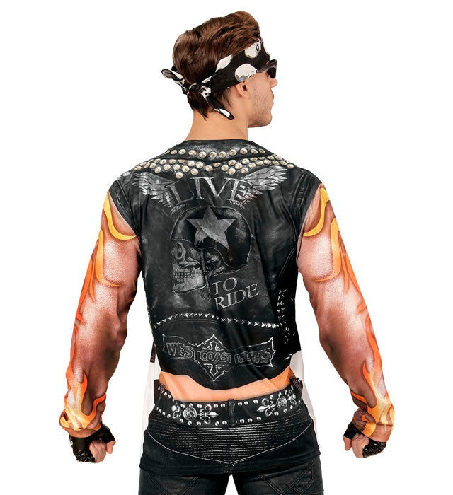Rocker-Biker T-Shirt mit detailreichem Fotosublimationsdruck für Fasnacht