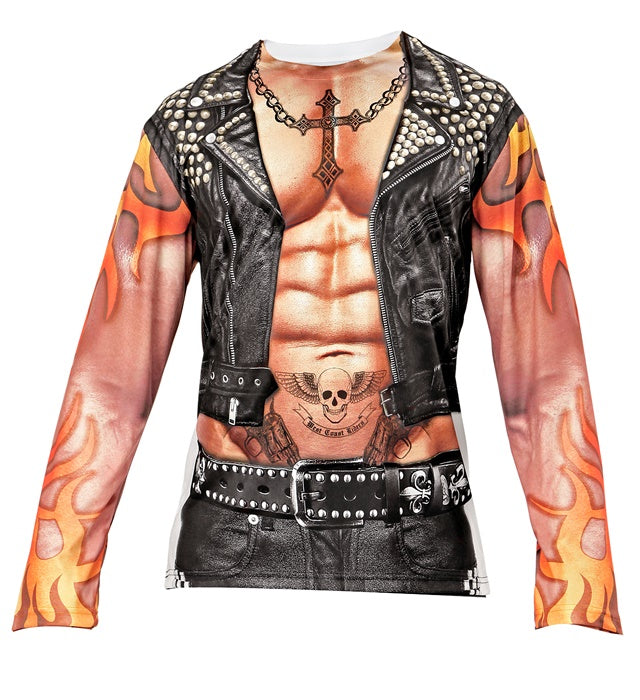 Rocker-Biker T-Shirt mit detailreichem Fotosublimationsdruck für Fasnacht