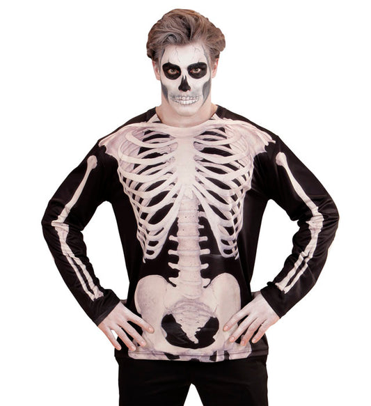 Skelettmann Longsleeve mit Skelett-Print auf Vorder- und Rückseite in Schwarz