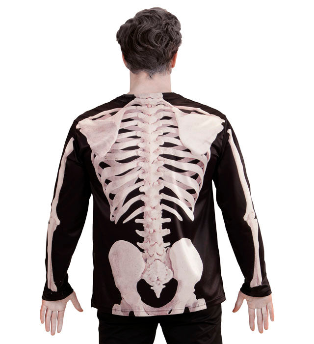 Skelettmann Longsleeve mit Skelett-Print auf Vorder- und Rückseite in Schwarz