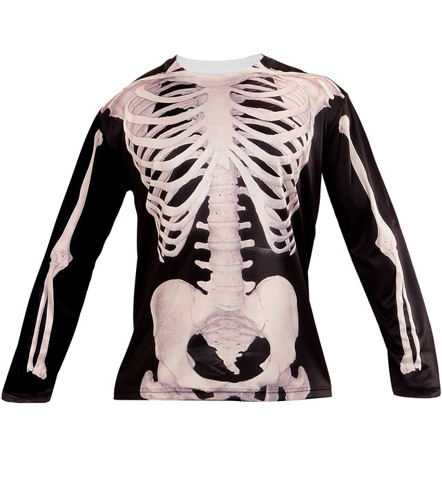 Skelettmann Longsleeve mit Skelett-Print auf Vorder- und Rückseite in Schwarz