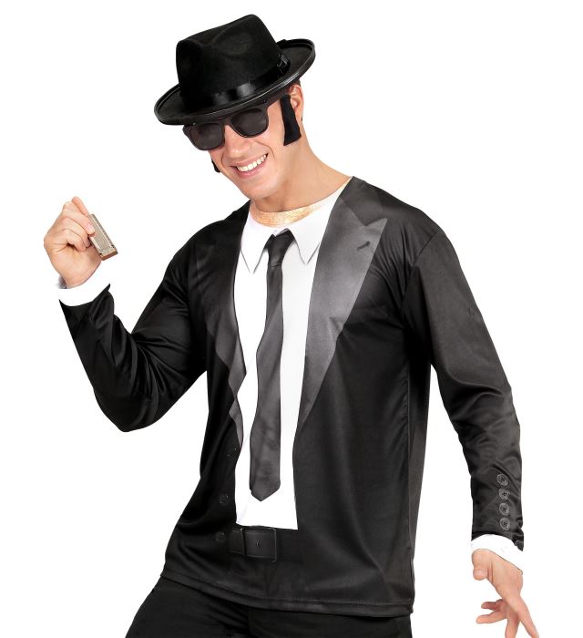 BLUES MAN Langarmshirt mit detailreichem Fotosublimationsdruck für Fasnacht