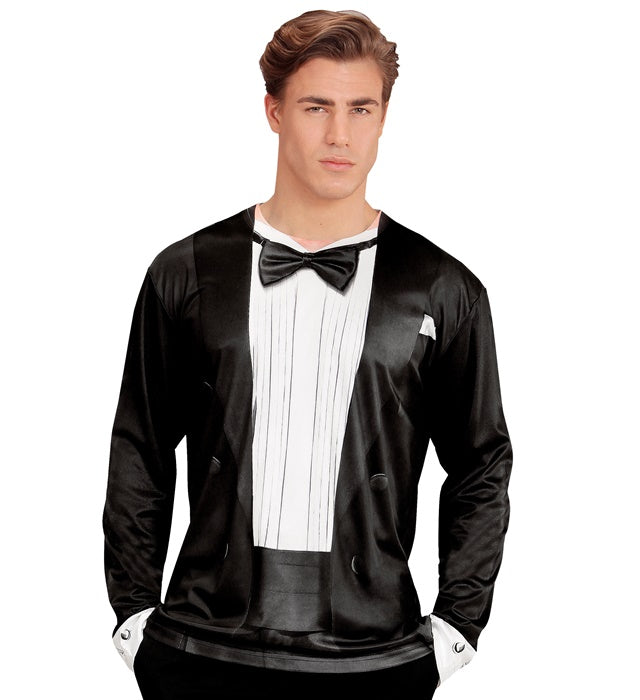Longsleeve mit Smokings-Design in Fotosublimation bedruckt für Fasnacht und Karneval