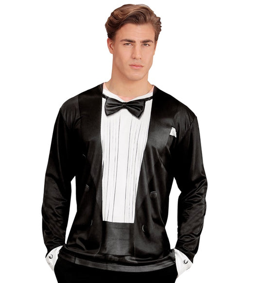 Longsleeve mit Smokings-Design in Fotosublimation bedruckt für Fasnacht und Karneval