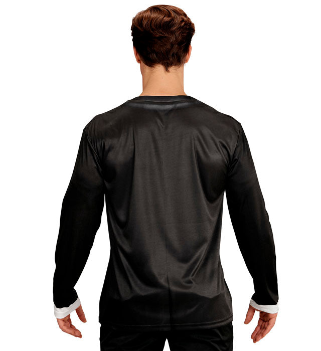 Longsleeve mit Smokings-Design in Fotosublimation bedruckt für Fasnacht und Karneval