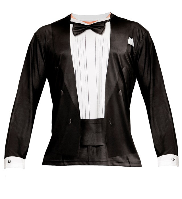 Longsleeve mit Smokings-Design in Fotosublimation bedruckt für Fasnacht und Karneval